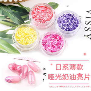 เล็บสไตล์ญี่ปุ่นทรงกลมครีมเลื่อมตกแต่งเล็บกลิตเตอร์ขวดกลิตเตอร์ของตกแต่งเล็บ