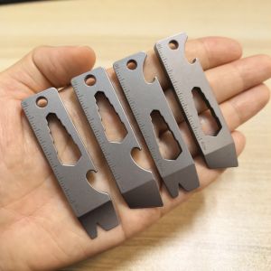 8 IN 1 Mini Crowbar 420 Stainless Steel Nail Puller Bottle Opener Box Opener Line Cutter Multi-function Keychain Pendant Tools