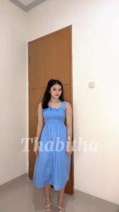 { THABITHA } HN / drees saso smoke / dress pesta gaun elegant / baju dress wanita dewasa / dress vintage / korean dress / dress cantik kekinian / korean style outfit / { free ongkir + cod }