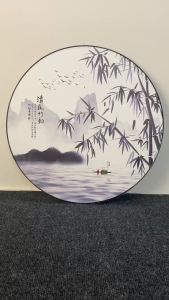 Tranh treo tường hình tròn VTC Cây trúc và cảnh đẹp sơn thủy 1235265 tặng đinh 3 chân treo tranh