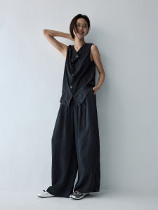 HAVERICE | Sanded Lyocell Sheen Sleeveless Top & Pants Set