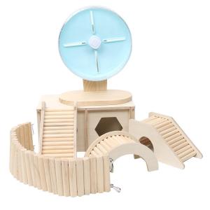 Nochen Wooden Hamster Climbing Tower Bridge Hideout Den Toy Birch Wood Arch Bridge Tree Hole Decoration for Golden Retriever