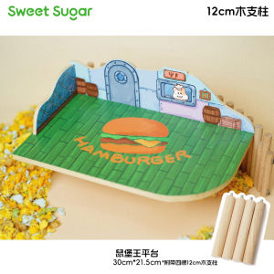 Seaview Hamster House Miniature Wooden Hut Toy for Hamsters And Guinea Pigs Ocean Theme Hideout Playground Pet Supplies