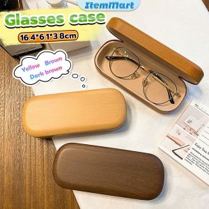 ItemMart Portable Glasses Case Hard Wooden Grain Spectacle Frame Box Reading Glasses Holder Case Brown/yellow/dark brown