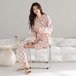 Miiow | Pure Cotton Sleepwear Womens Spring Autumn Long Sleeve Long Pants Set Cardigan Casual Home Clothes Can Be Worn Outside