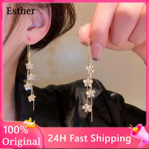 Long tassel earrings for women Elegant earings for women earrings gold pawnable 18k Flower Pendant Zircon earings hypoallerginic set Women Drop Earrings dangling earrings for women flower earrings korean style Diamond Jewelry Crystal Long Dangle Earrings