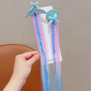 Color Gradient Mermaid Hair Braids Clips No Damage Childrens Hair Accessories