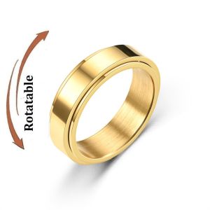 Anti Stress Joint Ring Man Gold Stainless Steel Smooth Anxiety Relife Spinning Ring Metal Spinner Fidget Anillos De Ansiedad