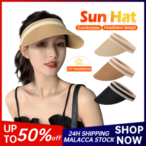 Women Straw Hat Big Brim Sun Protection Caps Empty Top Hat Beach Golf Tennis Sun Hat Travel Girl Hair Hoop Straw Hat
