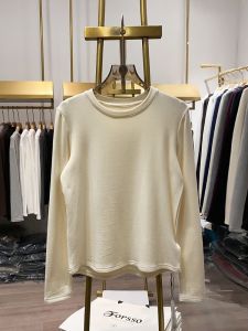 Spring Autumn Solid Color Brushed round Neck Long Sleeve Womens T-shirt Slim Fit German Velvet Base Shirt Commute Style Korean Version