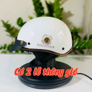 Mũ bảo hiểm nửa đầu RONA haly luxury màu trắng bóng chính hãng kèm lưỡi trai đen cho nam nữ - Rona Helmet