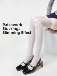 MiiOW | Ice Silk Spliced Womens Long Tube Socks Breathable Mesh Thin Anti-slip Anti-snag 2025 New Over Knee High Elastic Nylon Tights