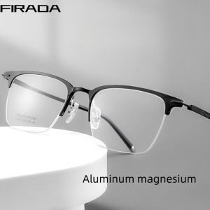 FIRADA Fashion Glasses Retro Comfortable Aluminum Magnesium Square Glasses Mens Optical Prescription Glasses Frame 28533SF