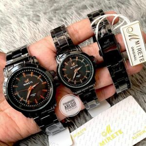 Jam Tangan Pria Mirete Original | Water Resistance | Tanggal Aktif Dua Tali Strap RANTAI Stainlees Steel Quart Analog