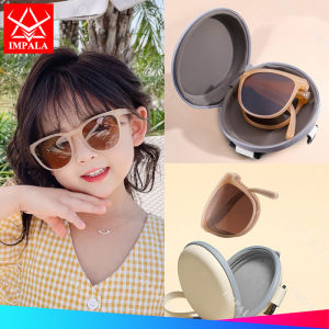 IMPALA QT1010Y Fashion Kids Foldable Sunglasses Boys Girls Glasses with High Quality Leather Box UV400 Lens Sunglasses for Children 2-10 Years Old