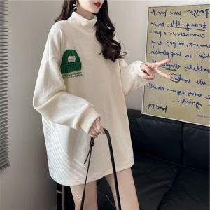 เสื้อชั้นในสตรีไซส์ใหญ่ ทรงหลวม แขนยาว เสื้อเชิ้ตผู้หญิงสีขาว เสื้อคลุมกันหนาว แฟชั่นฤดูใบไม้ร่วง/ฤดูหนาว ทรงหลวม อบอุ่น