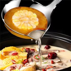 5Pcs Stainless Steel Soup Fat Oil Separator Ladles Skimmer Spoon Soup Colander for Kitchen with Heat Insulation Anti-scalding
