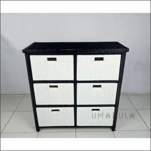 LEMARI ROTAN SINTETIS 6 KOTAK SUSUN ATAS WARNA WARNI  LACI SUSUN  SAMPING SUSUN ATAS Murah / Buffet Rattan 2 Susun Samping / Meja Tempat TV dan DVD Rottan Minimalis P 88 X L37 X T 88 / Lemari Antik Serbaguna Modern Klasik Tradisional Model Terbaru 2022
