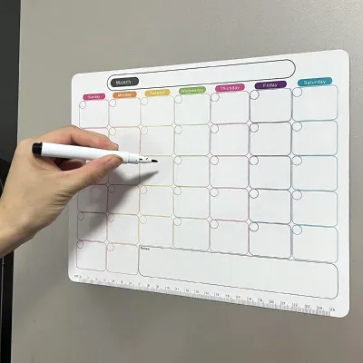 【AD】Magnetic Refrigerator Dry Erase Calendar Monthly Planner Whiteboard Record Message Board Memo Pad Kitchen Fridge Decor