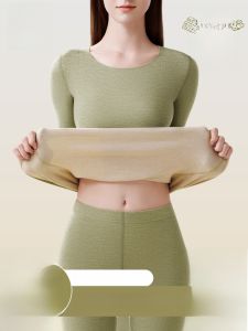 Miiow | Thickened Woolen Womens Thermal Underwear Set Cat Person Seamless Warm Base Layer Clothes Long Sleeve Fleece Lined Innerwear