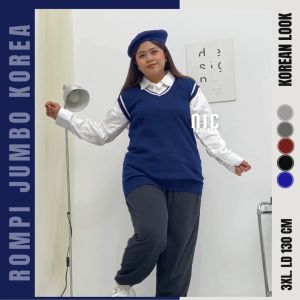 Vest Korea Jumbo LD 130 cm Variasi List / Rompi Rajut Wanita Jumbo / Knit Vest Woman Jumbo - NIC Fashion