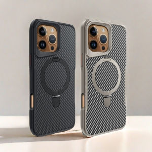 ขาตั้งแม่เหล็ก เคสโทรศัพท์มือถือลายคาร์บอนไฟเบอร์ เคสไอโฟน สำหรับ iPhone 16 15 14 13 12 11 pro promax e plus พร้อมขาตั้งพับได้