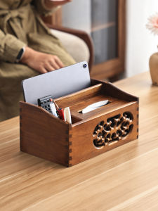 YILI DECO | Multi-functional Remote Storage Tissue Box Solid Wood