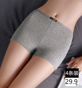 Pure Cotton Mid-Waist Womens Briefs Breathable Seamless Underwear Large Size Anti-Light Flat Angle Pants Comfortable Safety Pants
