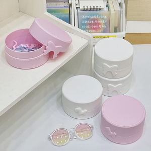 OFM-C1419 Kotak Penyimpanan Mini Bulat Motif Pita Kuda / Tempat Perhiasan Mini Box Serbaguna