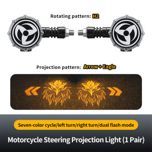 KEVANLY | 1Pair Motorcycle LED Rotating Gear Turn Signal Light With Projection Function Eagle Arrow Sequential Flowing Indicator Lamp