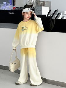 MPW | Spring Casual Sportswear Hoodie Set For Girls Gradient Color Two-Piece Ensemble Comfortable Breathable Antibacterial Clothing
