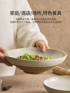 ชามกวนปั้นด้วยมือ ลายเส้น ชามน้ำซุป ชามจานทรงกลม ชามกระดาษถั่วเหลืองสำหรับใช้ในบ้านและเชิงพาณิชย์