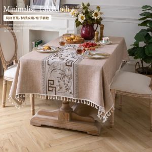New Chinese National Style Pattern Tablecloth Orchid Butterfly Jacquard Table Cover Decor for Coffee Table Diningroom Hotel Restaurant High-end Light Luxury Tablecloth