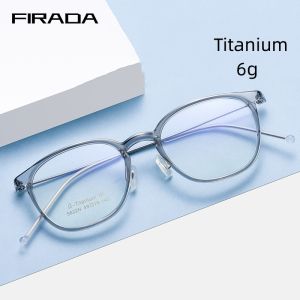 FIRADA Transparent Fashion Eyewear Vintage Round Titanium Eyeglasses Myopia Optical Prescription Glasses Frame For Women 5822N