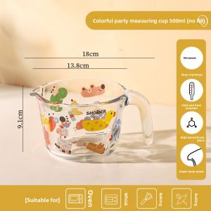 Kawasimaya Glass Measuring Cup with Handle And Lid Food Grade Heat Resistant Kitchen Egg Beating Cup Baking Cooking Utensil