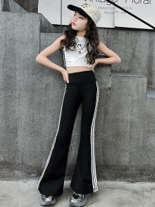 Trendy Jazz Style Tight Yoga Pants for Girls Children Performance Clothes Showy Bell Bottoms Slimming Effect Girls Group