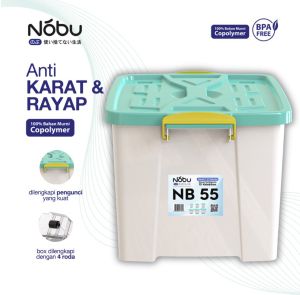 NOBU BOX KONTAINER+RODA /KOTAK PENYIMPANAN TEBAL DAN KUAT TERSEDIA 2 UKURAN 40 LITER PUTIH DAN 55 LITER PUTIH