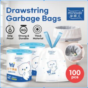 drawstring garbage bag large roll thickened portable plastic bag 100 pieces per roll