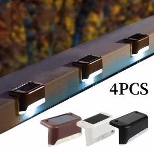 4Pcs Solar Stair Lights Outdoor LED Fence Light Garden Lamp Waterproof For Staircase Yard Patio Railing Pathway Night Lighting