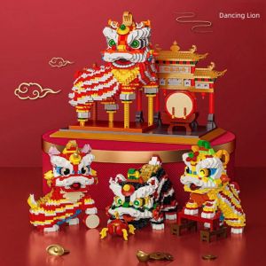 Lion Dance building blocks Lucky Fortune Cute Lion Dance Classic China Toy Children Gift Assemble Toys