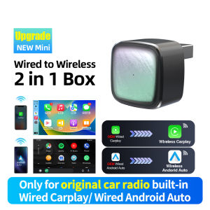 Grandnavi | 2 in1 Wired to Wireless CarPlay Android Auto Adapter for OEM Car Stereo With USB Dongle Smart Mini Box Plug Play For Ford Benz