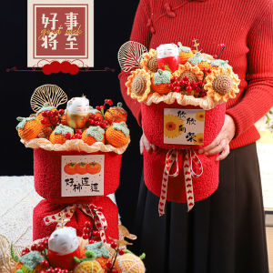 ช่อดอกไม้ถักดอกไม้ไอเดียสร้างสรรค์ของขวัญวันเกิดสำหรับผู้หญิงของขวัญสำหรับส่งคนมาใหม่ในงานแต่งงานของขวัญสำหรับขึ้นบ้านใหม่สำหรับปีใหม่