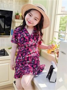 Elegant Lightweight Floral Fashionable Sweet V-Neck Short Sleeve Dress