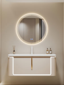 DIPURUI | Cream Style Round Smart Mirror Bathroom Vanity Set