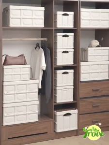 STON Foldable Storage Box Organizer Clothes Storage Collapsible Outdoor Camp Portable Storage Box With Wood Lids