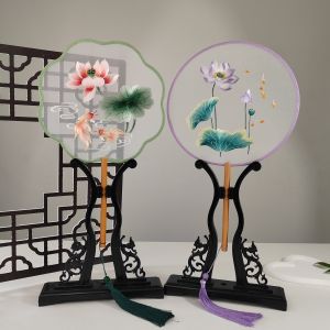 Hai Mặt Thêu Tô Châu Thêu Khiêu Vũ Sườn Xám Quạt Quà Tặng Vật Trang Trí Phong Cách Truyền Thống Trung Hoa Chất Liệu Gỗ Cho Tình Bạn