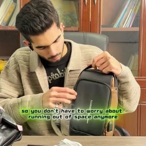 Mens Anti-Theft Chest Bag with USB Charging Port - Stylish Motorcycle & Leisure Sports Crossbody Durable Oxford Fabric Adjustable Shoulder Strap Dual Zip Compartments