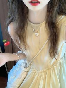 French Style Sleeveless Dress Women Summer 2024 New High-End Gentle Fairy Skirt A-Line Long Dress Princess Style Pure Color