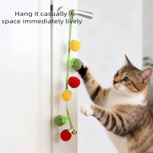 Durable Tomato Cat Teaser String Toy With Bell Self Play Interactive Kitten Toy Boredom Relief Essential Pet Supplies For Cats