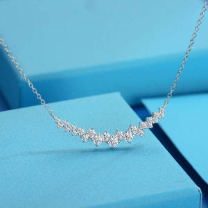 SG 0.86CT Moissanite 925 Sterling Silver Necklace For Women D VVS1 Moissanite Smile Pendant Necklace Fine Jewelry
